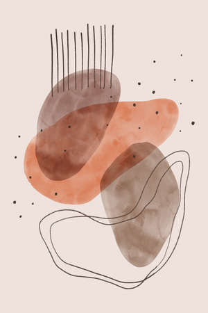 Abstract modern background. Hand drawn contemporary trendy illustrations. Posters, print, wall art, social media.の写真素材