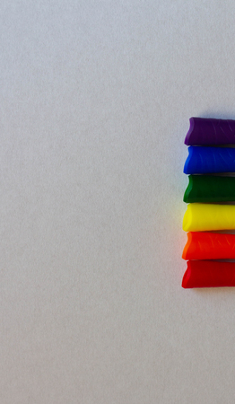 Colorful markers on a white background closeupの写真素材