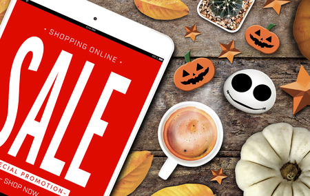 shopping online happy halloween sale romotion offer concept