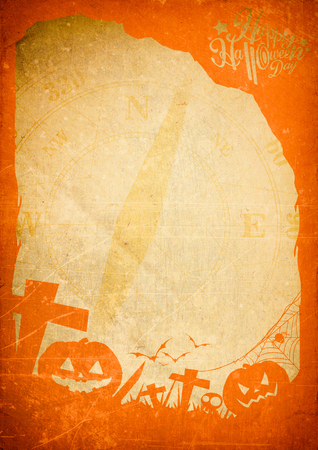 halloween day themed background with space for text. grunge paper textureの写真素材