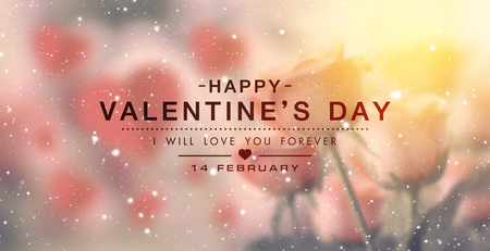 Glass texture with Happy valentine day, fine daisy color tone design, Blur and Select focus backgroundの写真素材