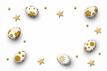 easter eggs on white backgroundの写真素材