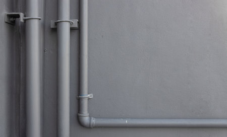 closeup water pipe install on brick wall backgroundの写真素材
