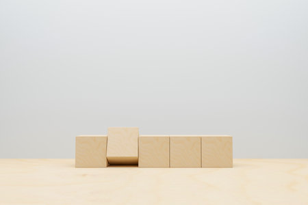 business and education concept. wooden cubes on table. space for text. 3D illustration