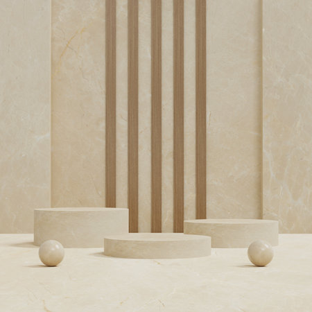 minimal podium display for cosmetic background product stand presentation. concept scene stage showcase for new product, promotion sale, banner. 3D illustrationの写真素材
