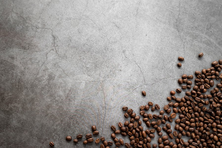 coffee bean on old cement background. top view. space for textの写真素材