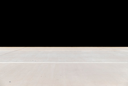 cement road isolated on black backgroundの写真素材
