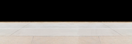 cement road isolated on black backgroundの写真素材