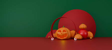 happy halloween background. space for text. 3D illustrationの写真素材