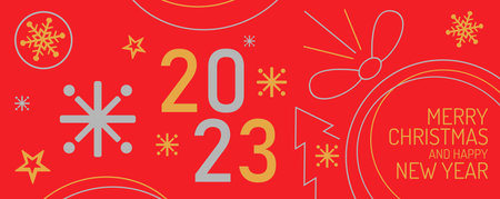 Red and Black Christmas Background with Border made of Cutout Gold Foil Stars and Silver Snowflakes....
