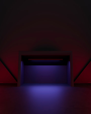 empty abstract industrial concrete interior. concrete floor and dark room. 3d illustrationの写真素材