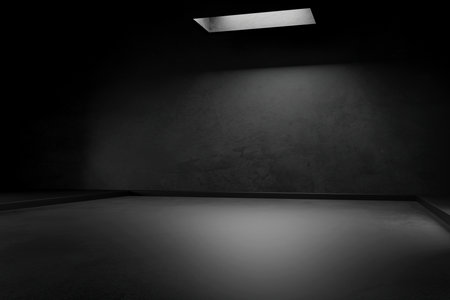 empty abstract industrial concrete interior. concrete floor and dark room. 3d illustrationの写真素材
