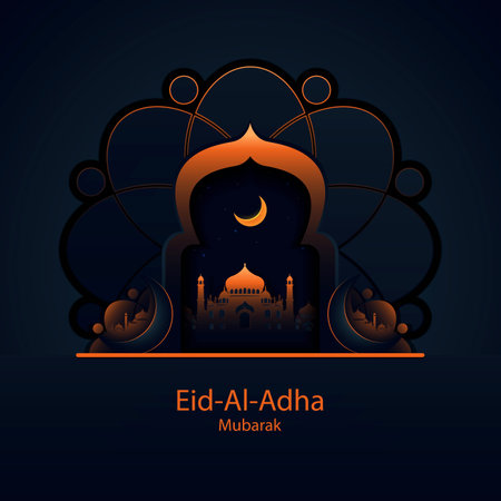 Festival for Muslim holy month Ramadan Kareem. Eid-Al-Adha Mubarak banner. vector designのイラスト素材