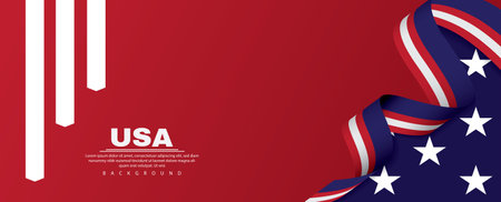 fourth of july happy independence day banner. template for greeting, poster and card. Flag of the United States. vector illustrationのイラスト素材