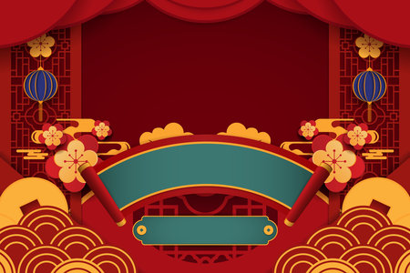 Happy chinese new year 2024 the dragon zodiac sign with red and gold charm, Symbolizing prosperity and richness. banner for festive greeting cards and banner designの写真素材