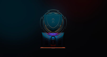 cybersecurity for safeguarding personal information on laptops and computers. Lock icon and internet network security technology. cyber security. 3D illustrationの写真素材