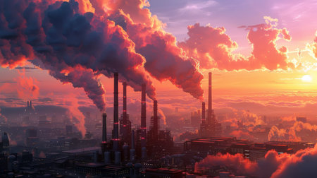 Global Warming and pollution concept. CO2 Reduction, Climate Change Awareness, Sustainable Development. Eco-friendly environmental, carbon neutral. A climate-neutral long-term strategy. Earth Day. Generated- AIの写真素材