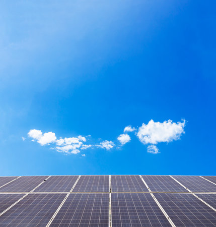 solar panel with blue sky background