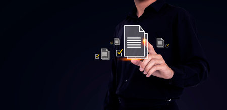 Document Management System, online documentation database and process automation to efficiently manage files documentation in enterpriseの写真素材