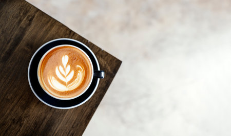 Coffee Time: White Cup of Espresso on Wooden Table, Cozy Cafe Scene