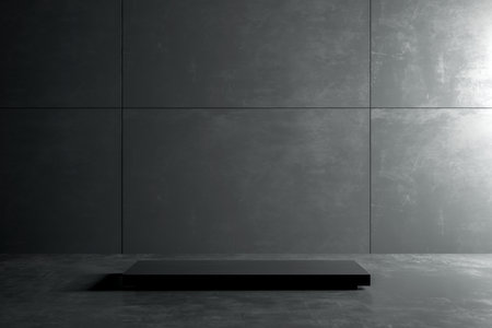 minimalist dark abstract interior design. Underground Studio, Hallway Parking Room, Bunker Bomb Shelter Basement. 3D Illustrationの写真素材