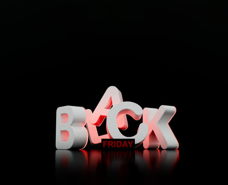 3D Black Friday sale banner with neon lighting, modern typography, and a futuristic shopping promotion for digital marketing and ecommerce ads.の写真素材