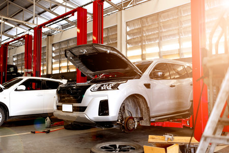 car repair and maintenance services tailored to the automotive industry. Experience craftsmanship and reliable service at our garage.の写真素材