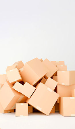 3D delivery boxes with shopping and location icons, representing e-commerce logistics, shipping,...