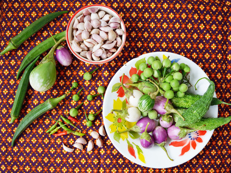 Mix fresh Thai vegetables on a plateの写真素材