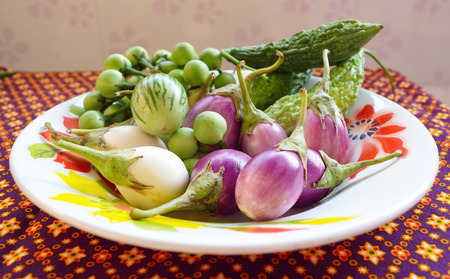 Mix fresh Thai vegetables on a plateの写真素材