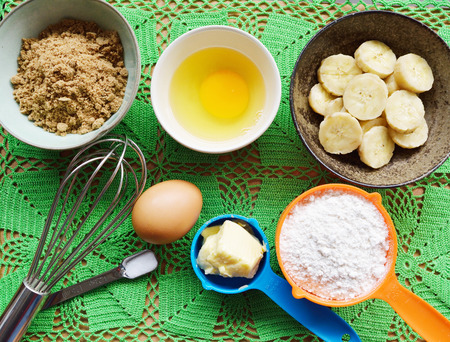 Ingredients for baking Banana cakeの写真素材