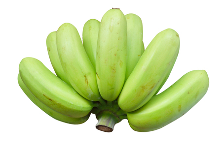 Green bunch banana on white backgroundの写真素材