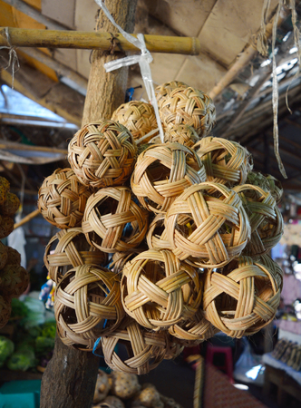 Rattan ball for sale in the marketの写真素材