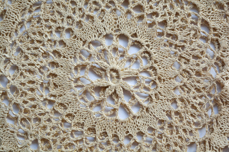 Vintage handmade beige crochet patternの写真素材