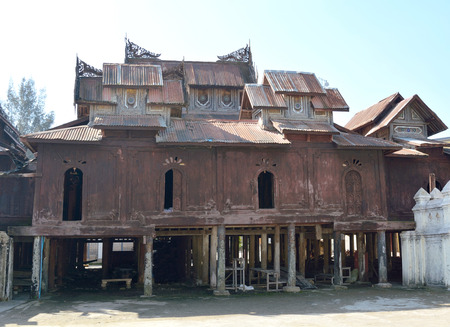 View of Shwe Yan Phe Monastery in Nyaung Shwe, Shanstate, Myanmar. This is old monastery near Inle Lake and one of famous landmark in Myanmar.の写真素材