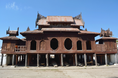 View of Shwe Yan Phe Monastery in Nyaung Shwe, Shanstate, Myanmar. This is old monastery near Inle Lake and one of famous landmark in Myanmar.の写真素材