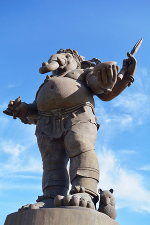 Beautiful Big Ganesha Hindu god of success in blue skyの写真素材