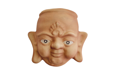 Ceramic mask on white backgroundの写真素材