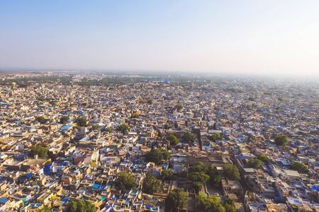 View of Jodhpur city town from the top of Mehrangarh Fort, Jodhpur the Blue city is one of famous city in Rajasthan, India.の写真素材