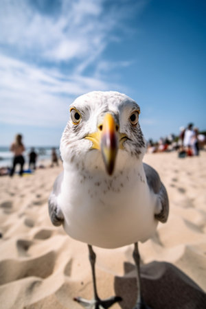 AI-generated Seagull on the beachの素材