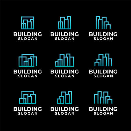collection Building architecture sets with line concept. abstract city building real estate logo design Inspirationのイラスト素材