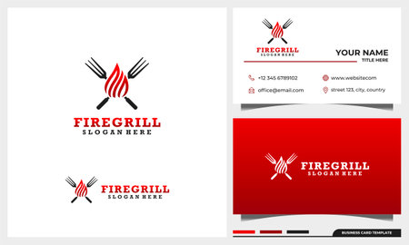 grill barbeque design with business card templateのイラスト素材