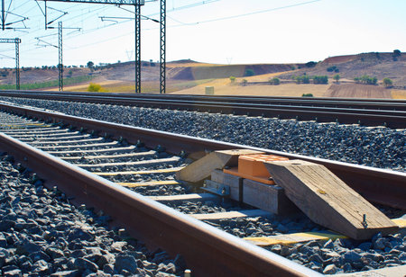 Asfa train balise in wayの写真素材