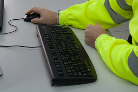 maintenance operator entering dataの写真素材