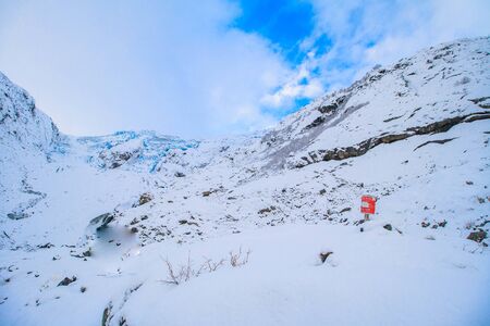 the way up to the Buarbreen glacierの写真素材