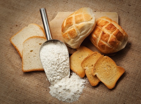 bread with flourの写真素材