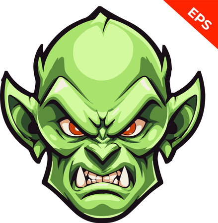 Head orc, warhammer orc vector icon , green color. Isolated vector sign symbolのイラスト素材