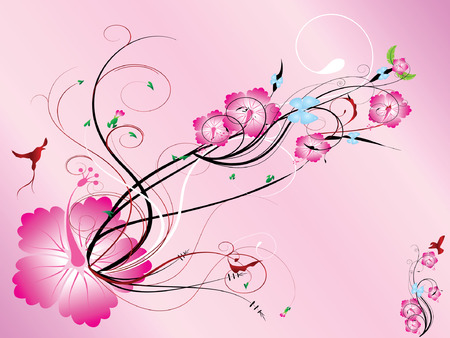 Pink color floral,  illustrationのイラスト素材