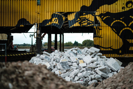 Graffiti on a construction site in Antwerpのeditorial素材