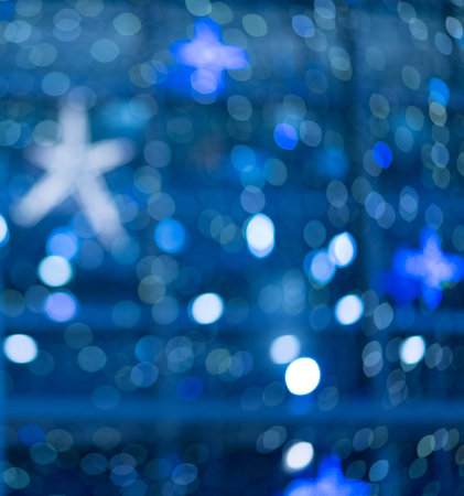 blue light star bokeh backgroundの写真素材